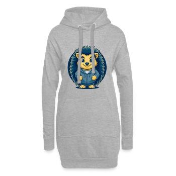 Mascotte de Cartoon Sedgehog Kawaii Logo clipart Badge - Sweat-shirt à capuche long Femme - gris chiné - Devant