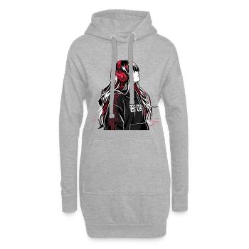Sweat à capuche Cyberpunk Anime - Sweat-shirt à capuche long Femme - gris chiné - Devant