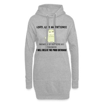 Seigneur, donne-moi patience Production Database IT Cat - Sweat-shirt à capuche long Femme - gris chiné - Devant