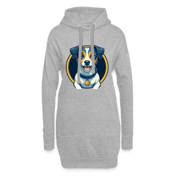 Jack Russell Terrier Dog Kawaii Clipart de dessin animé - Sweat-shirt à capuche long Femme - gris chiné - Devant