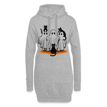 Halloween Geist Katzen - Hoodie-Kleid - Grau meliert - Vorne