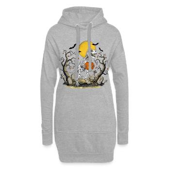 T Rex d’Halloween - Sweat-shirt à capuche long Femme - gris chiné - Devant