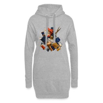 Art de la réparation visible - Sweat-shirt à capuche long Femme - gris chiné - Devant