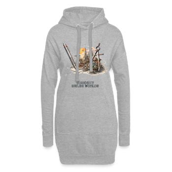 Architecture d’un monde imaginaire - Sweat-shirt à capuche long Femme - gris chiné - Devant