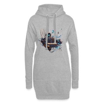 Synthétiseur mécanique céleste - Sweat-shirt à capuche long Femme - gris chiné - Devant