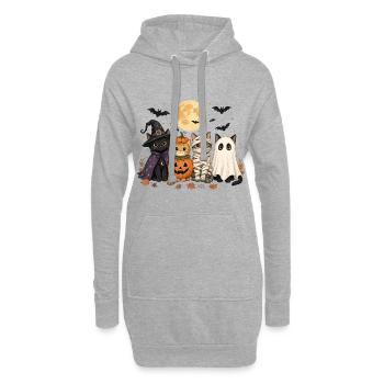 Costume de fantôme de la sorcière citrouille et de la citrouille d’Halloween - Sweat-shirt à capuche long Femme - gris chiné - Devant