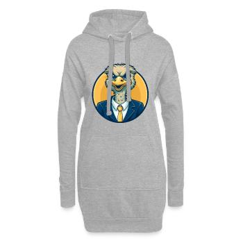 Strauß-Kawaii-Maskottchen-Cartoon-Clipart-Logo-Abzeichen - Hoodie-Kleid - Grau meliert - Vorne