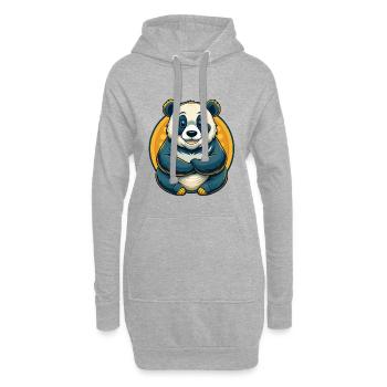Panda Kawaii Maskottchen-Cartoon-Charakter-Clipart-Logo - Hoodie-Kleid - Grau meliert - Vorne