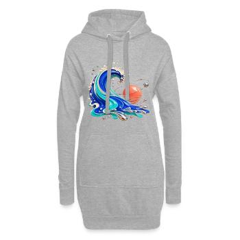 Vague orbitale rétro-futuriste - Sweat-shirt à capuche long Femme - gris chiné - Devant