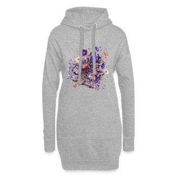 Cassette botanique analogique - Sweat-shirt à capuche long Femme - gris chiné - Devant