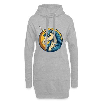 Unicorn Kawaii Maskottchen Cartoon Clipart Logo Abzeichen - Hoodie-Kleid - Grau meliert - Vorne