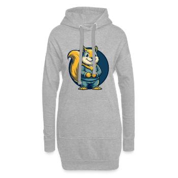 Squirrel Kawaii Mascot Cartoon Clipart Logo Badge - Hoodie Dress - heather grey - Front