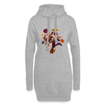 Goldene geometrische Blumenvase - Hoodie-Kleid - Grau meliert - Vorne