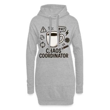 Chaos Coordinator Kaffee: Geschenk für beste Mama - Hoodie-Kleid - Grau meliert - Vorne