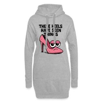 Ces talons ont vu des choses | Talons hauts comiques - Sweat-shirt à capuche long Femme - gris chiné - Devant