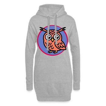 Hibou de dessin animé - Sweat-shirt à capuche long Femme - gris chiné - Devant