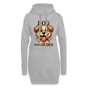 Citation drôle de chien avant les mecs - Sweat-shirt à capuche long Femme - gris chiné - Devant