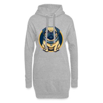 Mascotte de Kawaii Mascotte Insigne Logo Clipart Logo de Carlin Kawaii - Sweat-shirt à capuche long Femme - gris chiné - Devant