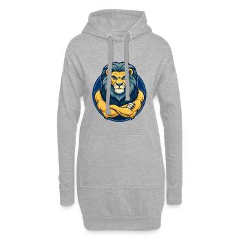 Lion Kawaii Mascotte Personnage de dessin animé Logo clipart - Sweat-shirt à capuche long Femme - gris chiné - Devant