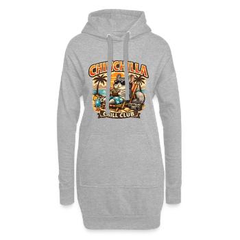 Chinchilla Chill Club | Lustiges Retro Shirt - Hoodie-Kleid - Grau meliert - Vorne