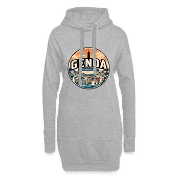 Badge de voyage rétro Genoa Porto Antico - Sweat-shirt à capuche long Femme - gris chiné - Devant