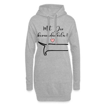 Freundschaft Herumdackeln Dackel - Hoodie-Kleid - Grau meliert - Vorne