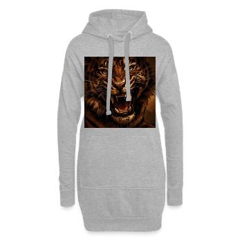 Tiger Storm Roaring Fire Gaze - Hoodie Dress - heather grey - Front