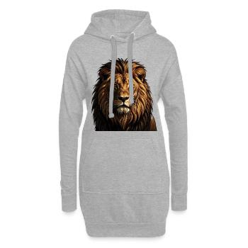 Kämpfender Löwe  - Hoodie-Kleid - Grau meliert - Vorne