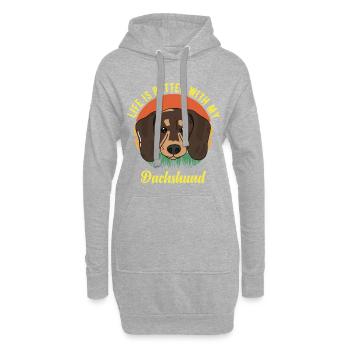 Dackel Wursthund Lilfe besser mit Dackel - Hoodie-Kleid - Grau meliert - Vorne