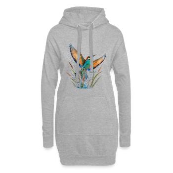 Schwalbe mit Farbe bespritzt - Hoodie-Kleid - Grau meliert - Vorne