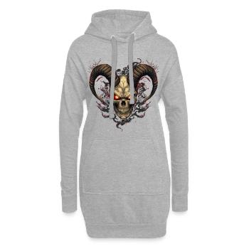 Höllischer Totenkopf mit Hörnern - Hoodie-Kleid - Grau meliert - Vorne