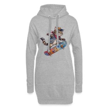 Coole Skater Katze Skateboard Design - Hoodie-Kleid - Grau meliert - Vorne