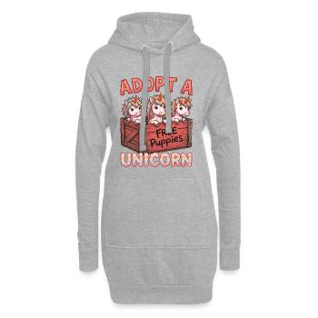 Adopt A Unicorn – Lustiges Einhorn Design - Hoodie-Kleid - Grau meliert - Vorne