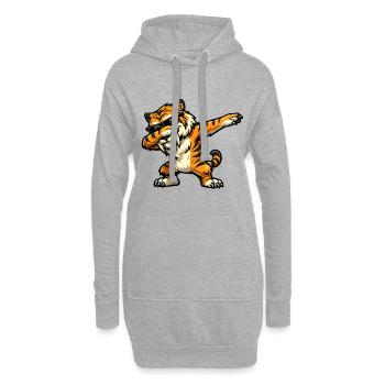 Dabbing Säbelzahntiger - Hoodie-Kleid - Grau meliert - Vorne