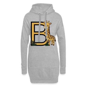 Giraffe Großbuchstabe B - Hoodie-Kleid - Grau meliert - Vorne