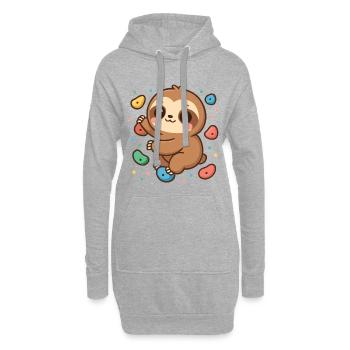 Süßes Kawaii Faultier beim Klettern & Bouldern - Hoodie-Kleid - Grau meliert - Vorne