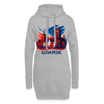 Gdańsk Danzig Skyline Wappen: Patriotischer Stolz - Hoodie-Kleid - Grau meliert - Vorne