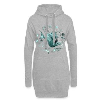 Fish Abyssal Monster in der Tiefseezone - Hoodie-Kleid - Grau meliert - Vorne