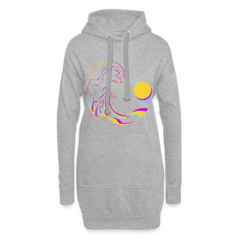Neon Wellen - Hoodie-Kleid - Grau meliert - Vorne