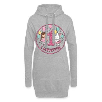 1. Geburtstag Ballerina  - Hoodie-Kleid - Grau meliert - Vorne