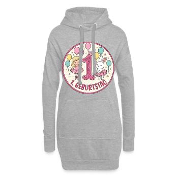 1. Geburtstag Ballerina  - Hoodie-Kleid - Grau meliert - Vorne