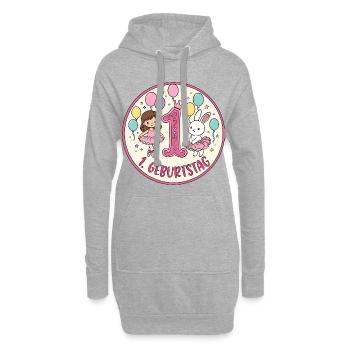 1. Geburtstag Ballerina  - Hoodie-Kleid - Grau meliert - Vorne