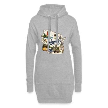 Wisconsin Dairyland State Vintage-Aufkleber - Hoodie-Kleid - Grau meliert - Vorne