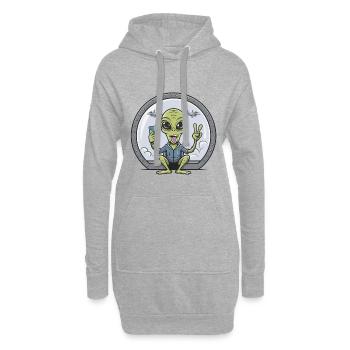 Alien Selfie With Fighter Jets - Hoodie Dress - heather grey - Front
