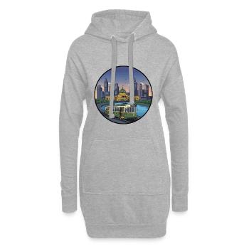 Melbourne City Skyline mit Vintage-Straßenbahn-Aufkleber - Hoodie-Kleid - Grau meliert - Vorne