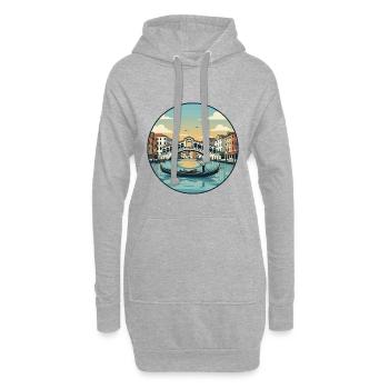 Venedig, Italien Rialto-Brücke-Gondelaufkleber - Hoodie-Kleid - Grau meliert - Vorne