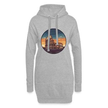 Romer Kolosseum Sonnenuntergangs-Rundaufkleber - Hoodie-Kleid - Grau meliert - Vorne