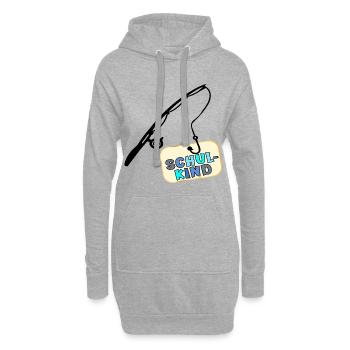 Schulstart Schulkind Angeln - Hoodie-Kleid - Grau meliert - Vorne