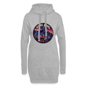 Hong Kong Skyline Vintage Reiseabzeichen - Hoodie-Kleid - Grau meliert - Vorne