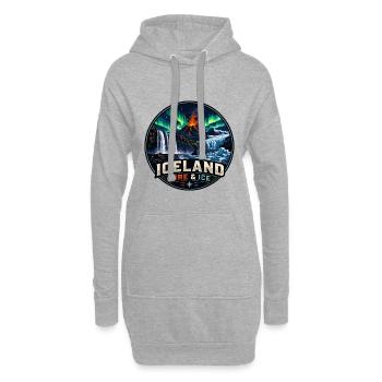 Logo du badge de voyage vintage Iceland Fire et Icee - Sweat-shirt à capuche long Femme - gris chiné - Devant
